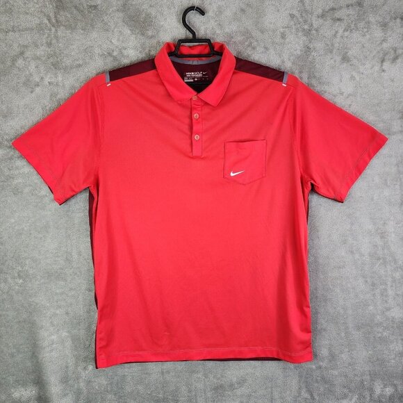 Mens Red Burgundy Nike Golf Tour Performance Polo Shirt Short Sleeve Dri Fit XL - Picture 1 of 10